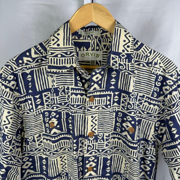 Orvis Short Sleeve 100% Cotton Button Up Pattern Shirt Men's Size Medium - Picture 3 of 6